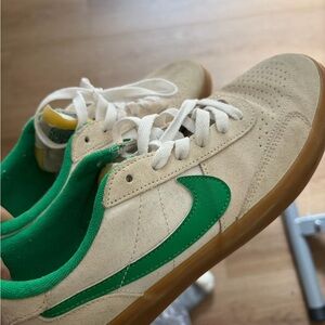 Nike Cream and Green Suede Skate Shoes